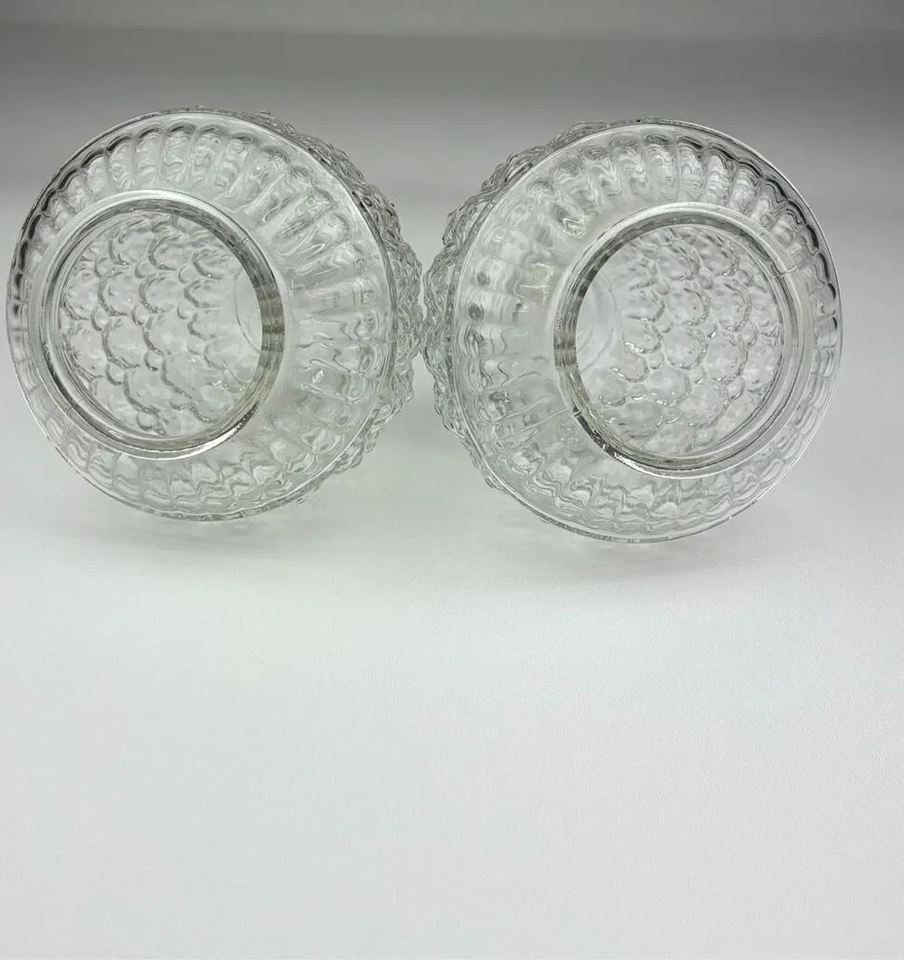Pair of 2 Vintage Clear Acorn Shaped Bubble Glass Lamp Light Fixture Globes EL26